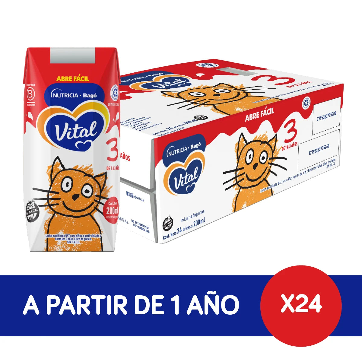 Vital etapa 3, bandeja de 24 bricks de 200 ml cada uno