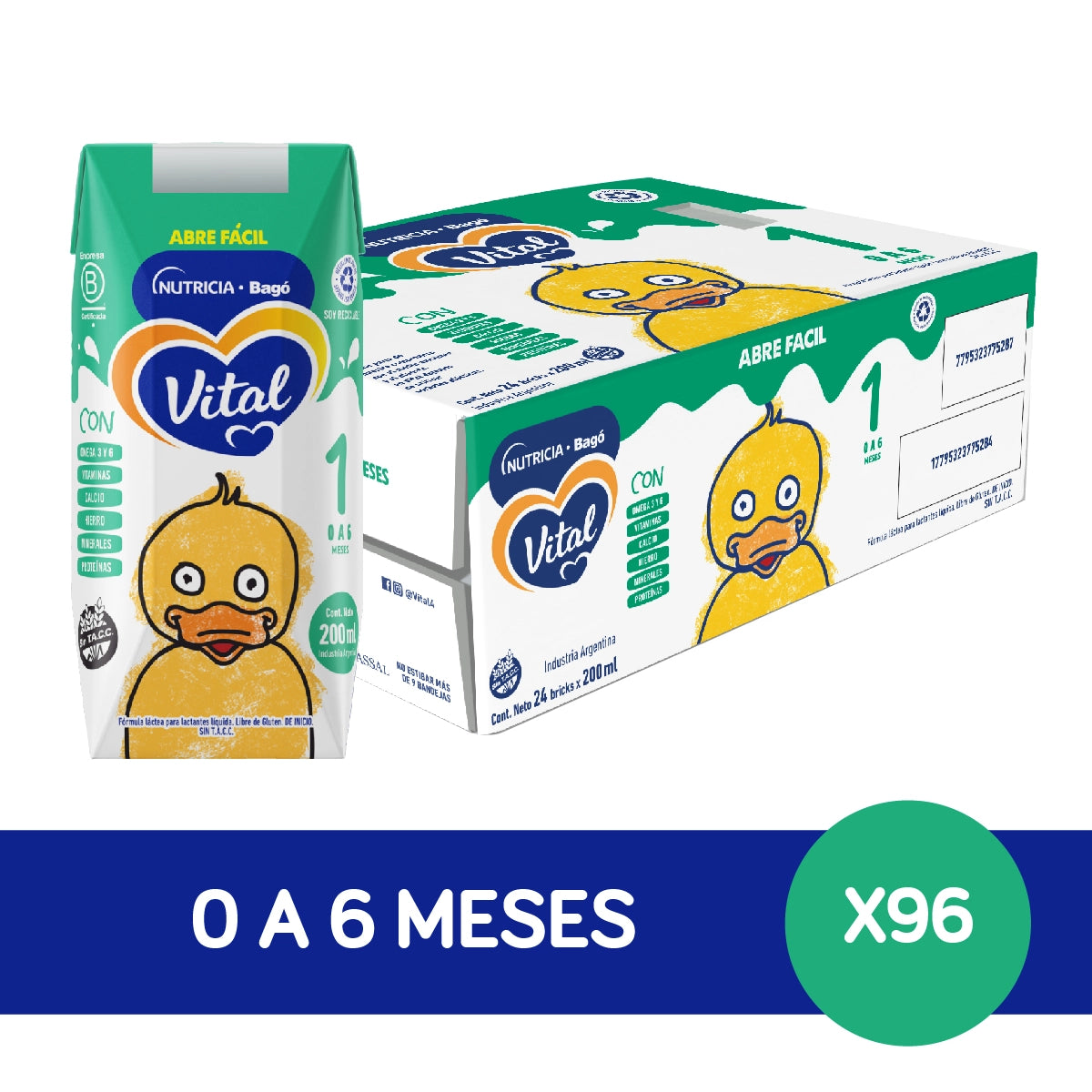 Vital etapa 1, bandeja de 96 bricks de 200 ml cada uno