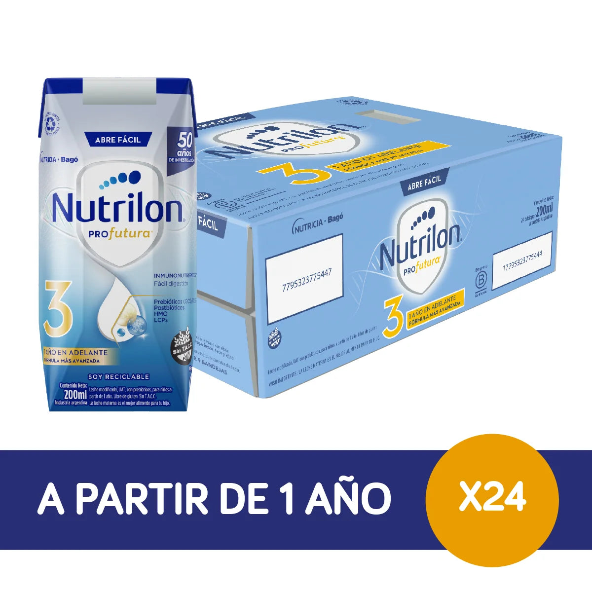 Nutrilon etapa 3, bandeja de 24 bricks de 200 ml cada uno