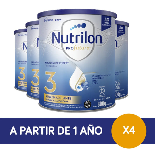 Nutrilon etapa 3, 4 latas de 800 gramos cada una