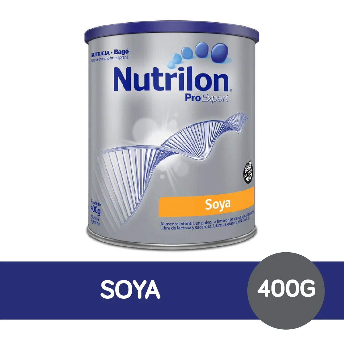 Alimento a base de proteína aislada de soya, en polvo, para lactantes de 0 a 12 meses. Libre de Gluten.