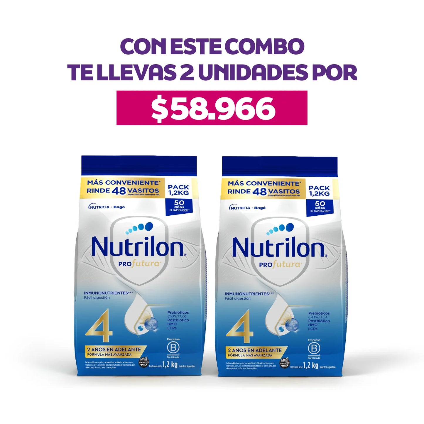 [COMBO: DOS UNIDADES] Nutrilon Profutura 4 Pouch 1,2 kg