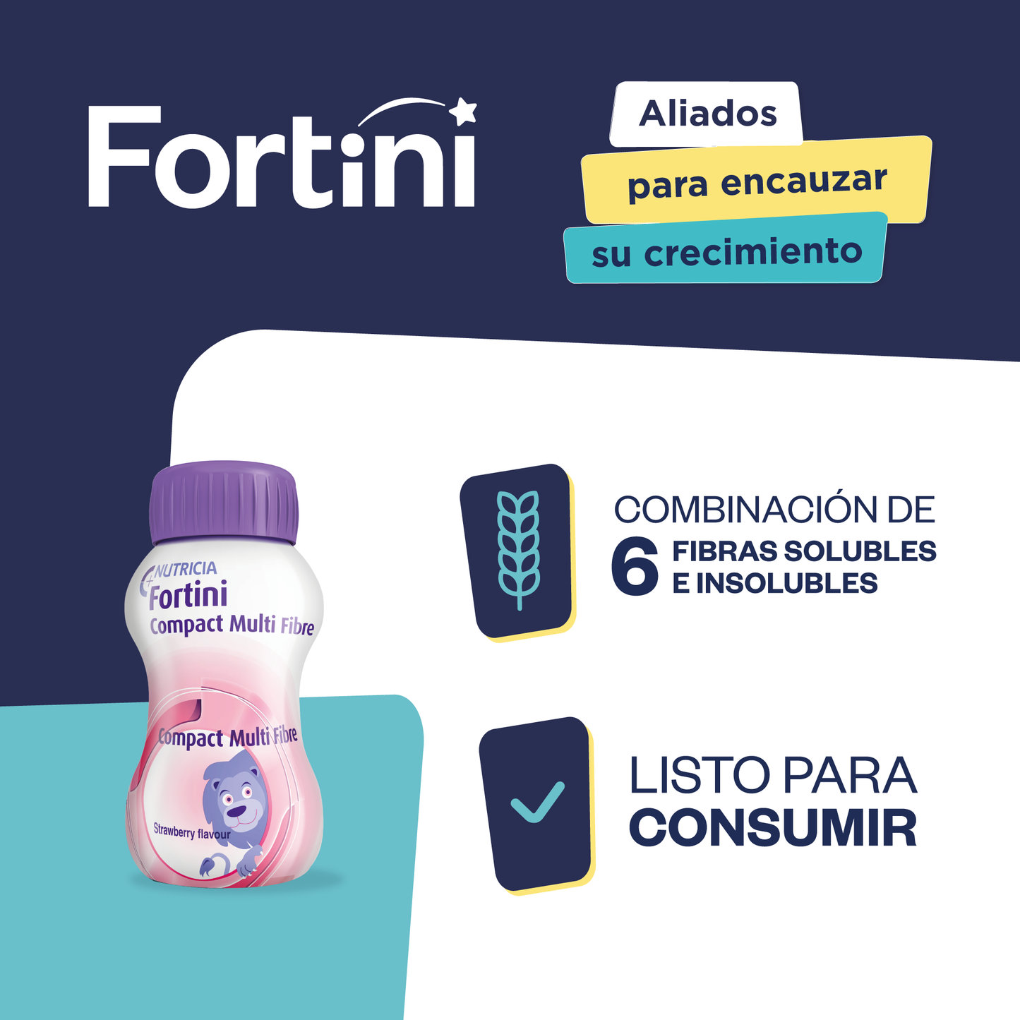 Fortini Compact Multi Fibre Frutilla 125 ml (24 unidades)