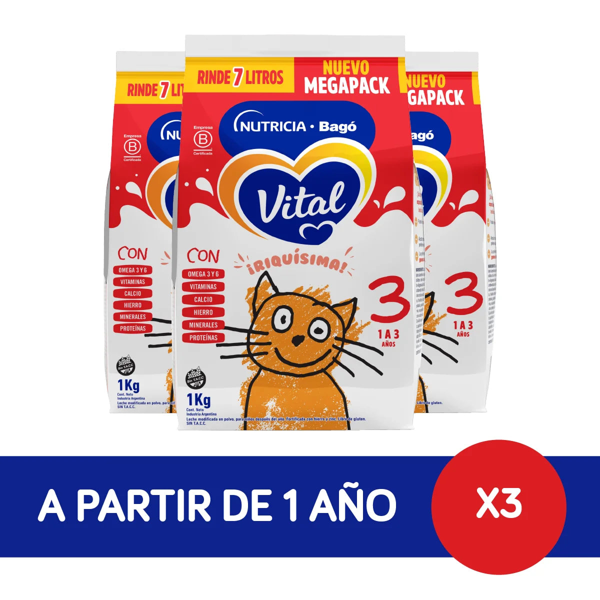 Vital etapa 3, 3 pouch de 1 kg cada uno